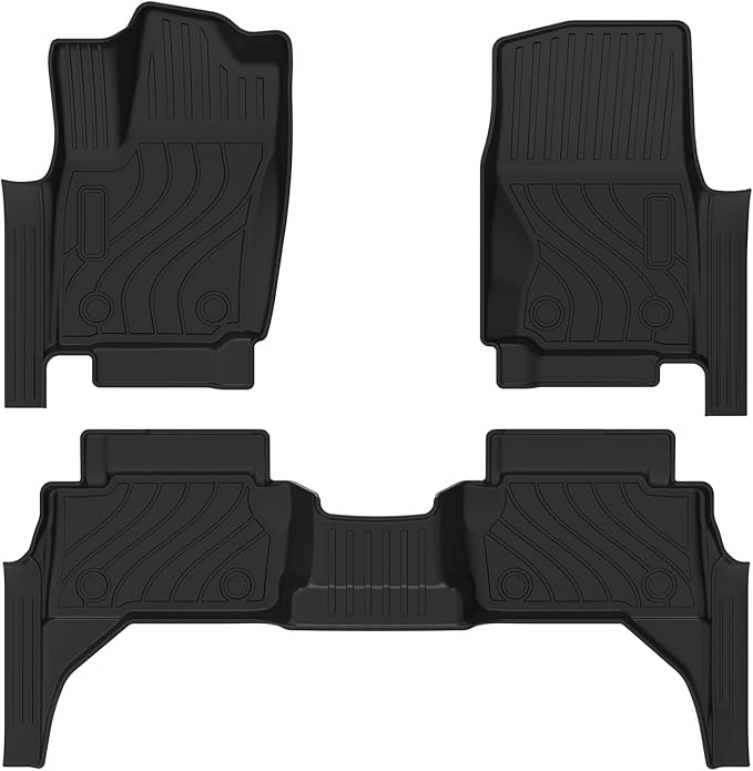 Floor Mats for Toyota Tacoma 2024-2025 Crew Cab, All Weather Floor Liner for Tacoma 2024-2025 TPE Custom Fit Car Mats Front&Rear 2 Row Mats, Black