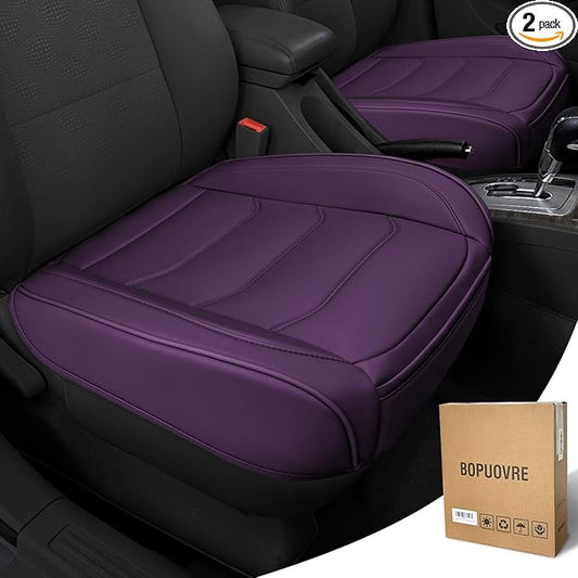 Car Seat Cover for Luxury & Comfort - PU Leather, Anti-Slip, Full Wrap Protection with Storage Pocket for Bottom Cushion - Universal Fit for 95% of Vehicles (Purple,1 Piece)