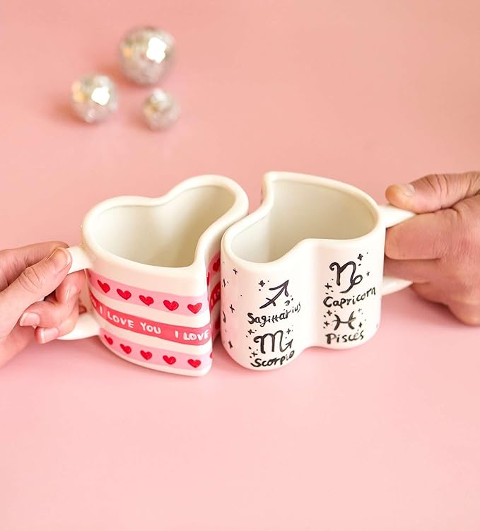 Pott’d Perfect-Pair-Mugs, Heart-Shaped Mug Painting Kit for Couples. Includes Ceramic Paints, Brushes & Inspiration Guide for Date Nights or Valentine’s Day Gifts