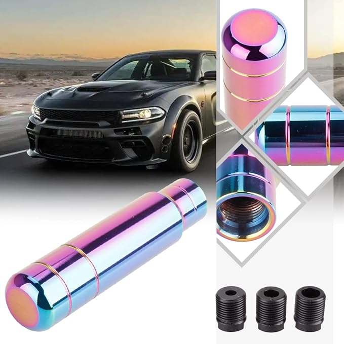 BARTOO Aluminum Alloy Heavy Weighted Shifter Knob, 5" Auto Gear Shift Knob, Car Gear Lever Stick Shifter Handle,with 3 Threaded Adapters M8 M10 M12,Fit Most Automatic Manual Vehicle(Neo)