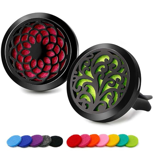 Car Air Freshener Vent Clip - 2PCS 30mm Black Car Essential Oil Diffuser Vent Clips for Home Office Room with 12 Felt Pads Mother's Day, Birthday Gift for Women & Men