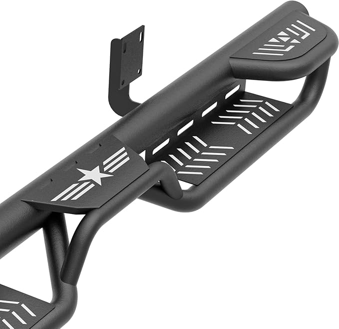 Three Raised Steps SuperCab Running Boards Compatible with 1999-2016 Ford F250 F350 Super/Extended Cab (2 Full Front & 2 Narrower Rear Doors) Side Steps, Nerf Bar Rock Slider Side Rails