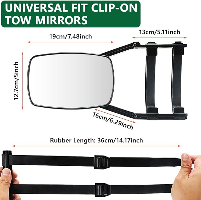 Mirror Extenders For Towing, Universal Clip-on Towing Mirrors 360 Degree Adjustable Extension Mirrors for Towing Trailer Truck, 2pcs