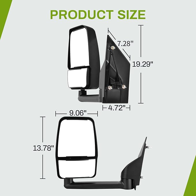 AUTOSAVER88 Left Driver Side Mirror Towing Mirrors Compatible with 2003-2019 Chevy Express GMC Savana 1500 2500 3500, Manual Folding Manual Control Glass Door Mirror Tow Mirror Black Housing