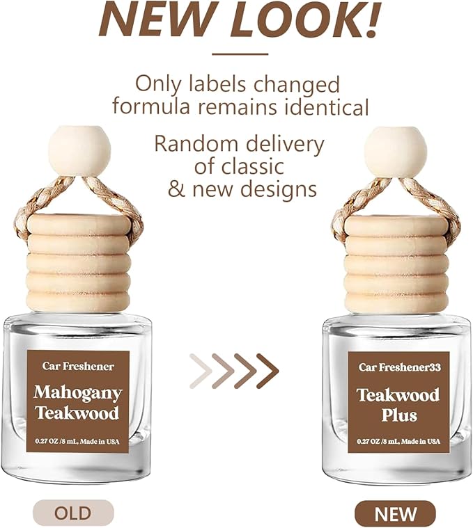 HoogaLife Car Air Freshener Diffuser 2 Pack Hanging Mahogany Teakwood Car Air Freshener for Women 45+ days Long Lasting Fragrance Made in USA (M33)