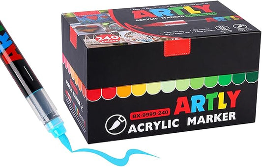 Acrylic Paint Markers, Acrylic Paint Pens, Fabric Markers for Textile, Rock, Glass, Wood, Paper, Ceramic, Canvas DIY Art Supplies Kit for Kids and Adults (240)