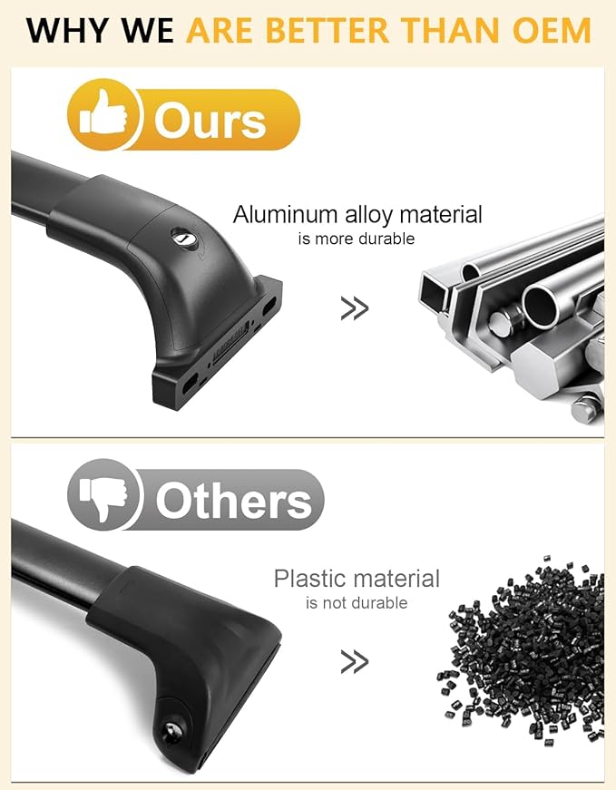 Tuyoung All Aluminum Roof Rack Cross Bars Compatible with 2018-2024 Chevy Chevrolet Equinox GMC Terrain (Not for EV), 260lbs Lockable Heavy Duty Aluminum Roof Rails Crossbars Luggage Cargo Carrier Car