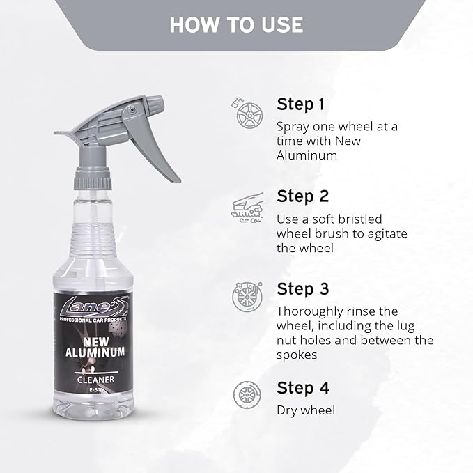 LANE'S New Aluminum Car Wheel Cleaner | Acid Rim Cleaner and Brightener | Brake Dust, Oxidation & Rust Remover for Motorcycles, Cars, Trucks | Shines & Eliminates Hard Scrubbing | 32oz, 2 Pack