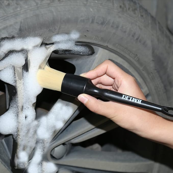 3pcs Car Detailing Brushes Set,Boars Hair Auto Car Detail Brush Kit No Scratch, Car Detailing Kit for Clean Interior or Exterior, Wheels, Tires, Engine Bay, Leather Seats