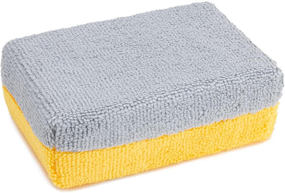 Autofiber Thick [Saver Applicator Terry] Ceramic Coating Applicator Sponge | 12 Pack | with Plastic Barrier to Reduce Product Waste. (Gold/Gray)