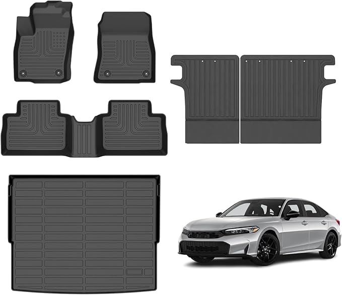 Floor Mats & Cargo Liner for 2025 Nissan Kicks SV/SR (Not fit Kicks S Model) with Backrest Mat, All Weather Automotive TPE Floor Liners Set Anti-Slip Waterproof Accessories Black