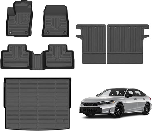 Floor Mats & Cargo Liner for 2025 Nissan Kicks SV/SR (Not fit Kicks S Model) with Backrest Mat, All Weather Automotive TPE Floor Liners Set Anti-Slip Waterproof Accessories Black