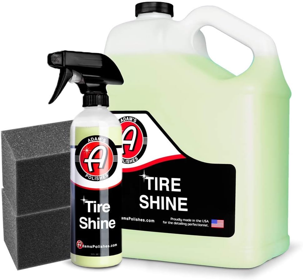 Adam's SiO2 Infused Tire Shine Plus 16oz - Achieve a Lustrous, Dark, Long Lasting Shine - Non-Greasy and No Sling Formulation Infused with SiO2 for Increased a Longer, Durable Shine (Refill Kit)