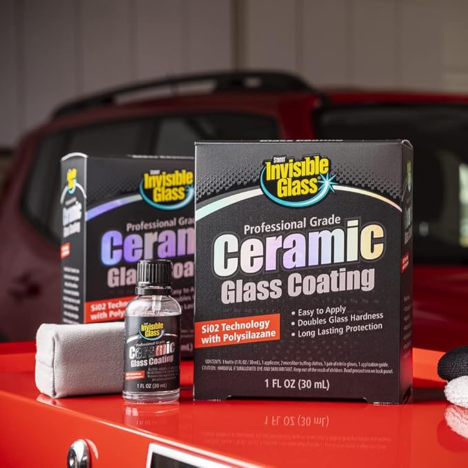 Invisible Glass 99607 Glass Care Kit – Clean with Aerosol Glass Cleaner, Strip Water Spots with Glass Stripper, Protect with Ceramic Coating for Long-Lasting Hydrophobic Protection