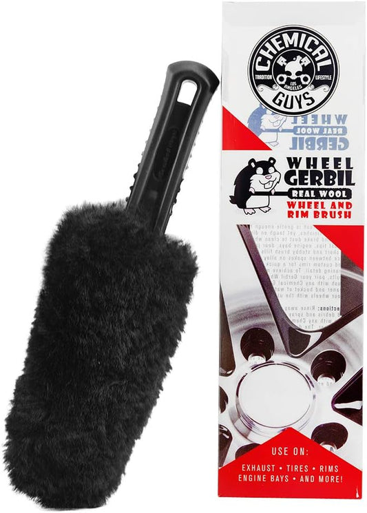 Chemical Guys Gerbil Wheel and Rim Cleaning Brush – Soft Natural Bristle Detailing Tool for Tires, Exhausts and Delicate Surfaces – Safely Cleans Brake Dust, Grime and Dirt, 1 Pack