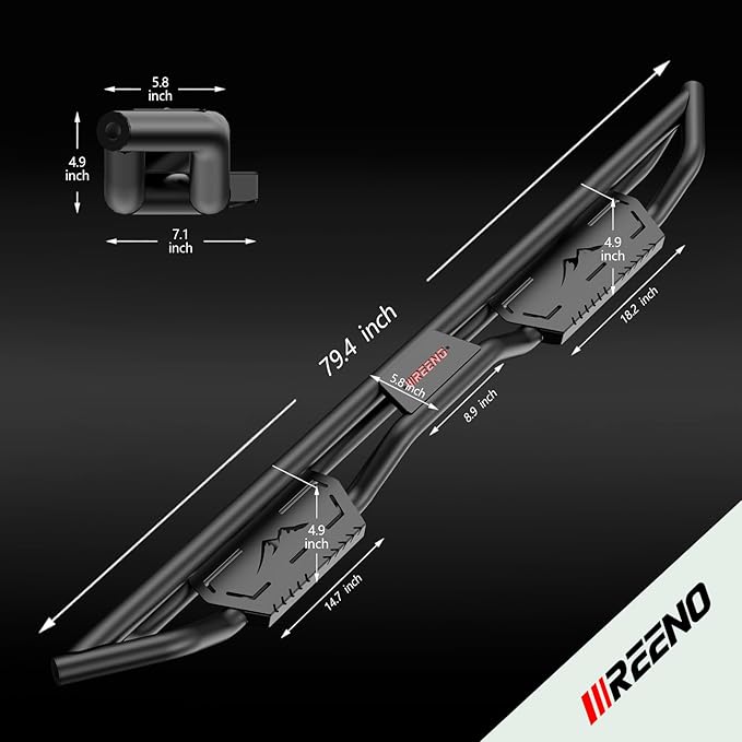 Heavy Duty Metal Running Boards Compatible with 2024+ Toyota Tacoma Double Cab with 4 Full Size Doors(4th Generation),Three Tube Side Steps 6.7'' Nerf Bars