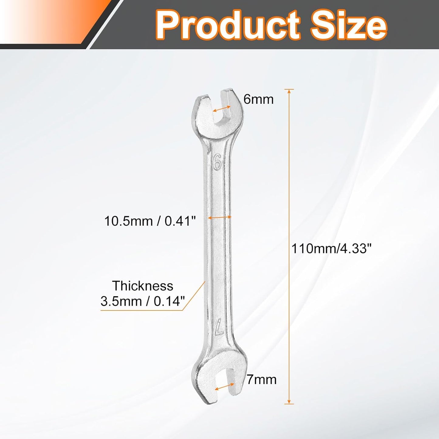 HARFINGTON 2pcs Double Open End Wrench 6mm x 7mm Metric 15 Degree Offset Angle Small Flat Head Wrench Galvanizing Open Ended Spanner for Automotive Repair Furniture Assembly