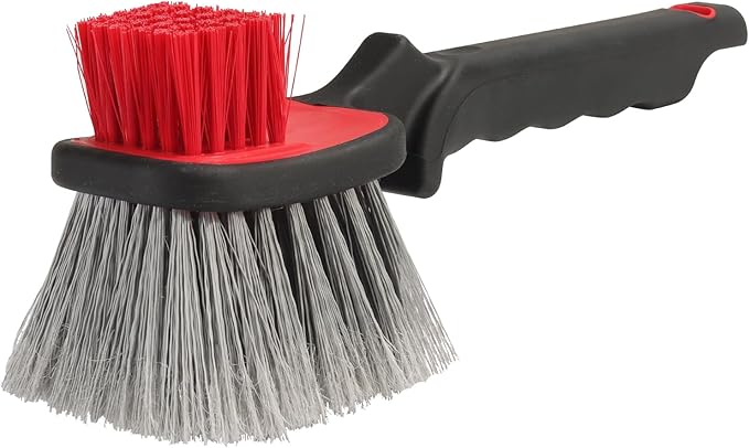 Wheel and Tire Brush for Cleaning Wheels, Tires and Rims, Car Wash Wheel Well Brush, Soft & Stiff Bristle Double Head Car Detailing Tire Scrub Cleaner Brushes