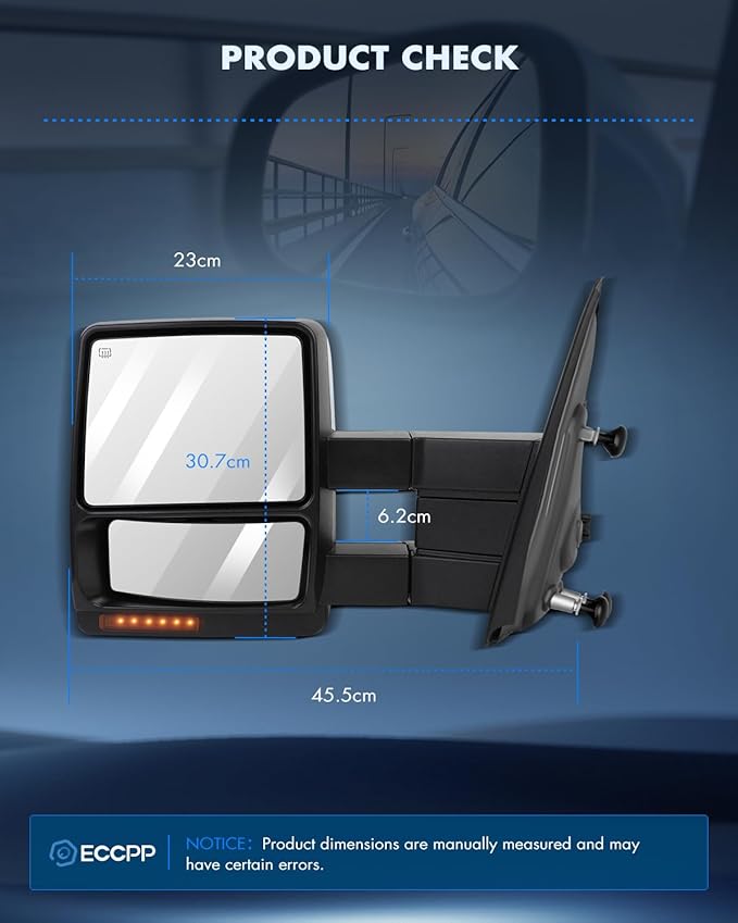 ECCPP Side Mirrors Replacement Fit 2004 2005 2006 for Ford Truck Driver Passenger Side Mirror Power Heated Turn Signal Light Towing Mirrors Pair