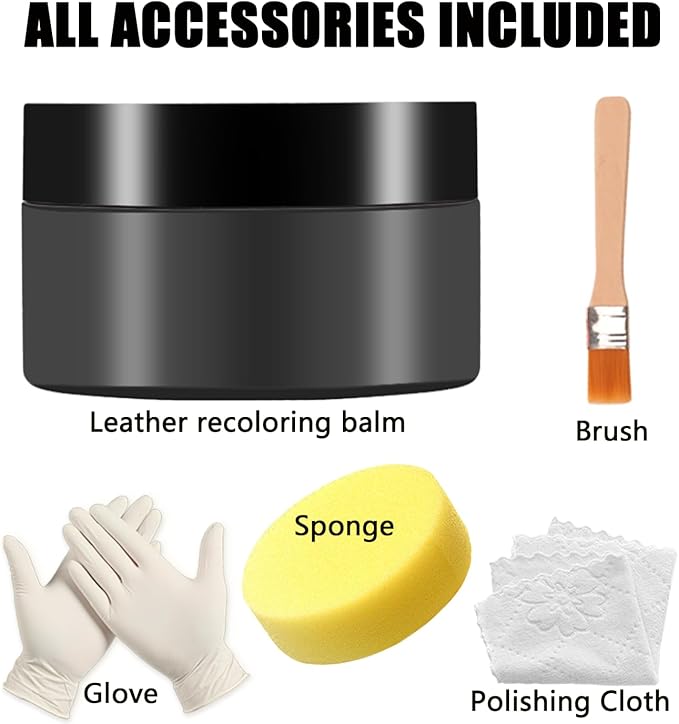 Leather Recoloring Balm, Grey Vinyl Color Restorer for Furniture Seat, Leather Repair Kit for Car Interior, Shoe Polish Paint