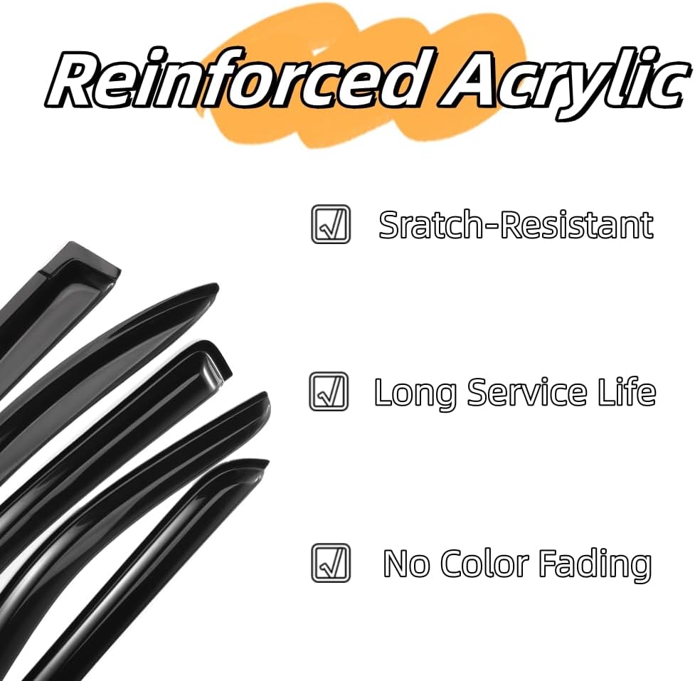 94985 Sunproof Waterproof Side Window Wind Deflector, 4pcs Protective Replacements Rain Guards Set, Window Visor fit for 2011-2018 Jetta