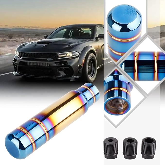 BARTOO Aluminum Alloy Heavy Weighted Shifter Knob, 5" Auto Gear Shift Knob, Car Gear Lever Stick Shifter Handle,with 3 Threaded Adapters M8 M10 M12,Fit Most Automatic Manual Vehicle(Gold Plated)