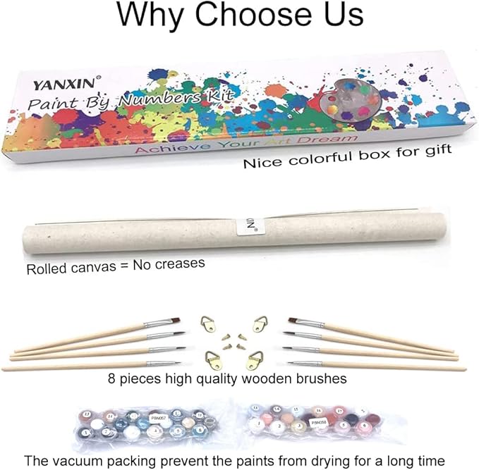 Paint by numbers Kit for adults beginners 2 pack paint by numbers kits for adults rolled up canvas for painting home decor creative wall art with colorful box 12x16 inch Landscape Lake(221-222)