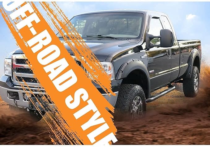 G-PLUS Rugged Fender Flares Compatible with Dodge Ram 1500 2002-2008/Compatible with Dodge Ram 2500 3500 2003-2009 Textured Pocket Riveted Style Wheel Flares 4 Pcs