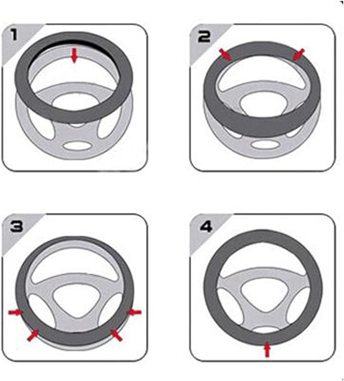 SHIAWASENA Car Steering Wheel Cover, Leather, Universal 15 Inch Fit, Anti-Slip & Odor-Free (Black&Blue)