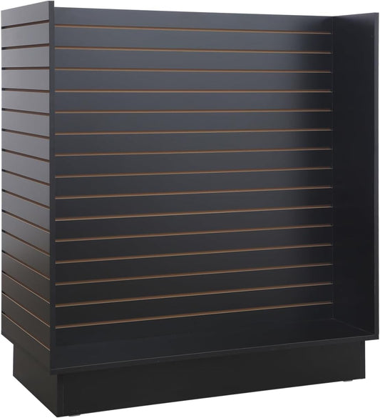 WISDOMFUR H-Unit Slatwall Gondola Display – 4 ft Black Freestanding Retail Fixture for Merchandising, Store Displays & Showrooms