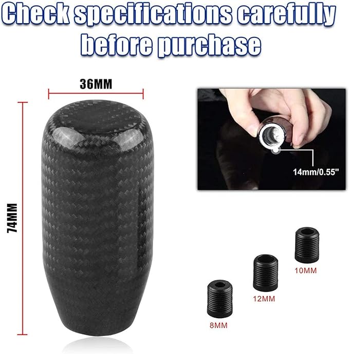 RYANSTAR Universal Gear Shift Style Knob,Car Modified Carbon Fiber Stand Head Manual Transmission Shift Lever Knob Head Wave Stick Shift Knob