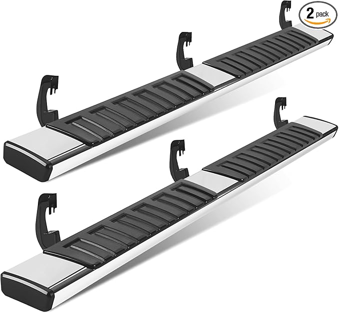 PZ Running Boards for 2007-2019 GMC Sierra 2500HD 3500HD Double Cab Mirror Stainless Steel Side Steps Nerf Bars (only for Gasoline