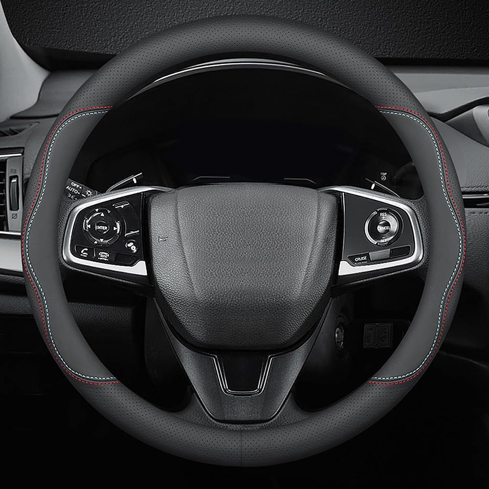 New Nappa Leather car Steering Wheel Cover, Universal 15 inch Black