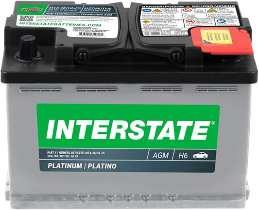 Interstate Batteries Automotive Battery 12V 70Ah (Group Size H6, 48) 760CCA SLI AGM Automobile Replacement Battery for Cars, SUVs, Sedans, Trucks (MTX-48/H6)