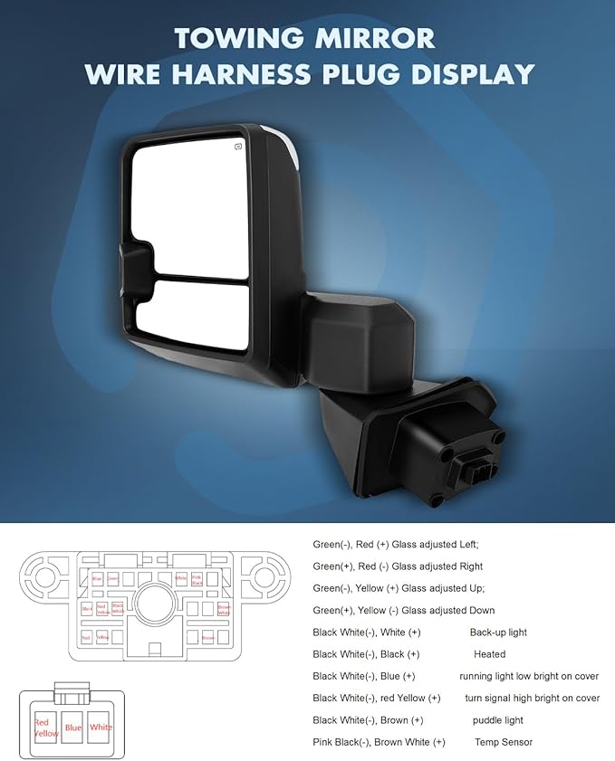 ECCPP Towing Mirrors Tow Mirrors With 2019-2022 For GMC For Serria 1500 Power Heated Turn Signal Width Puddle Running Back-Up Light Temp Sensor Chrome Pickup