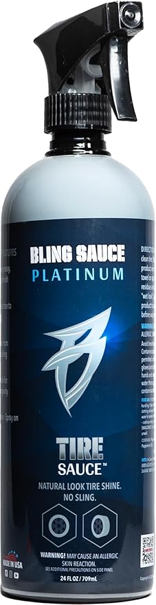Bling Sauce Platinum Tire Sauce, Natural Look Tire Shine for Cars, Trucks, SUVs, 24oz.