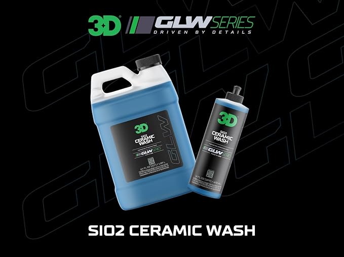 3D SiO2 Ceramic Wash & Wax Soap GLW Series – pH Neutral Car Shampoo with Hydrophobic Protection & Deep Gloss | SiO2 Coating | Scratch-Free Detailing |16 oz