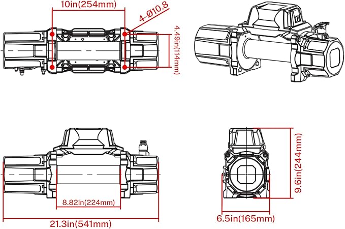 12000lbs Electric Winch 12V IP68waterproof Off-Road Vehicle Rescue winchs with2wireless Remote Controls and1/2"Synthetic Rope Suitable for Towing SUVs,Loggers,Trucks,Trailers,Jeeps,4WD(Black)