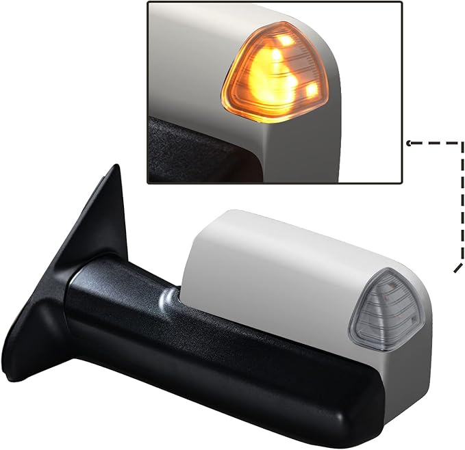 Pair Towing Mirrors fit 09-16 for Dodge Ram 1500 2500 3500 with Turn Signal Light Power Heated Chrome cap Set Left+Right