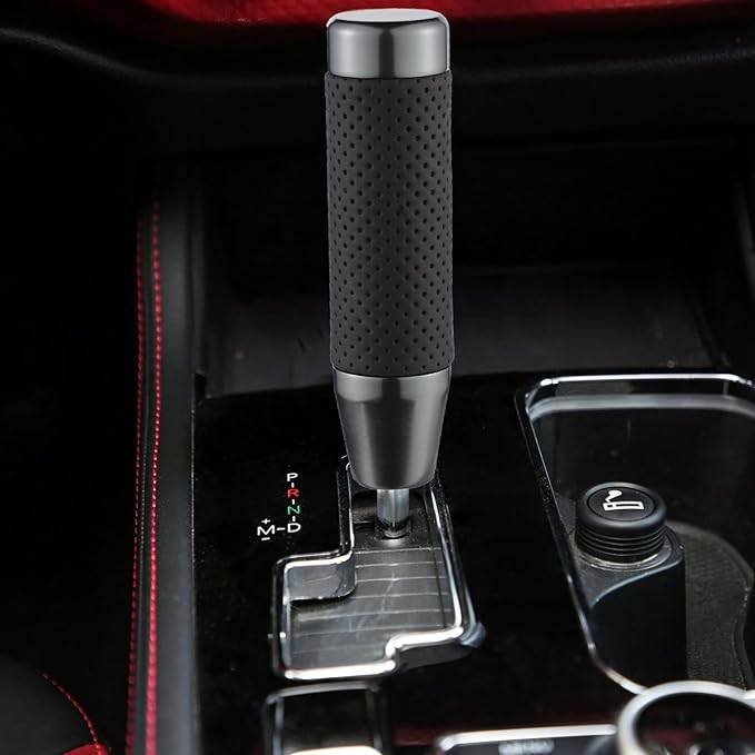 Abfer Weighted Shift Knob Short Stick Gear Shifter Adapter Leather Shift Knobs for Most Automatic Manual Vehicle Trucks,Grey