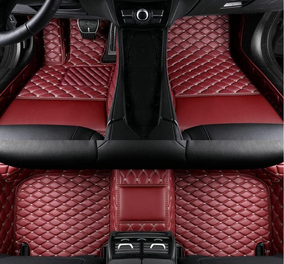 Custom All-Weather Protection Leather Car Floor Mats for Cars Sedan SUV Sports Car Waterproof Floor Mat (Wine red)
