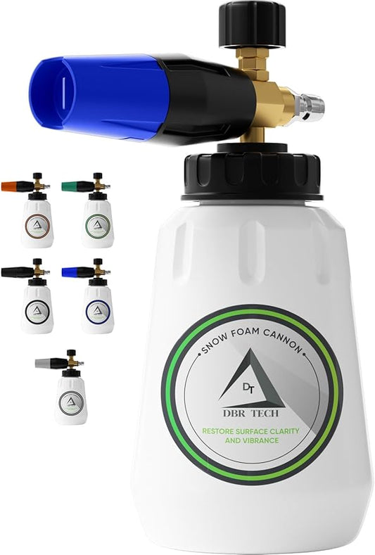 Foam Cannon for Pressure Washer, 1.1mm Orifice, 1000-4000 PSI, 1/4 Inch Quick Connector, Wide Neck and Adjustable Spray, Heavy Duty Car Snow Foam Blaster for Superior Foaming & Deep Clean, Blue