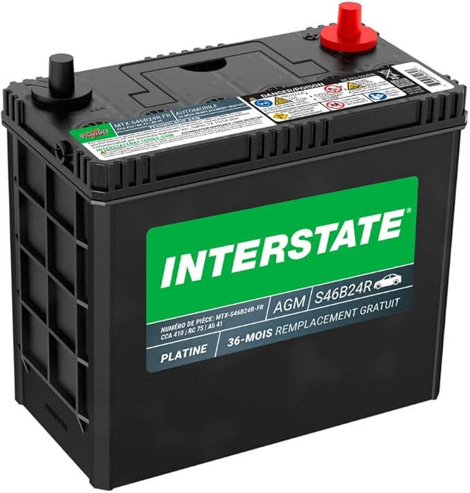 Interstate Batteries Group S46B24R AGM Car Battery Replacement (MTX-S46B24R) 12V, 410 CCA, 36 Month Warranty, Replacement Automotive Battery for Cars