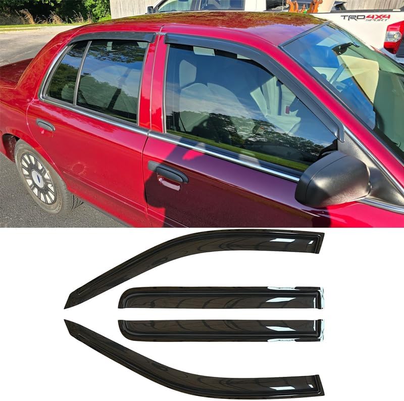 94228 Sunproof Waterproof Side Window Wind Deflector, Rain Guards Visor fit for 1992-2011 Mercury Grand Marquis (Excludes Landau Roof) 98-11 Crown Vic (Short Rears) 2003 Marauder