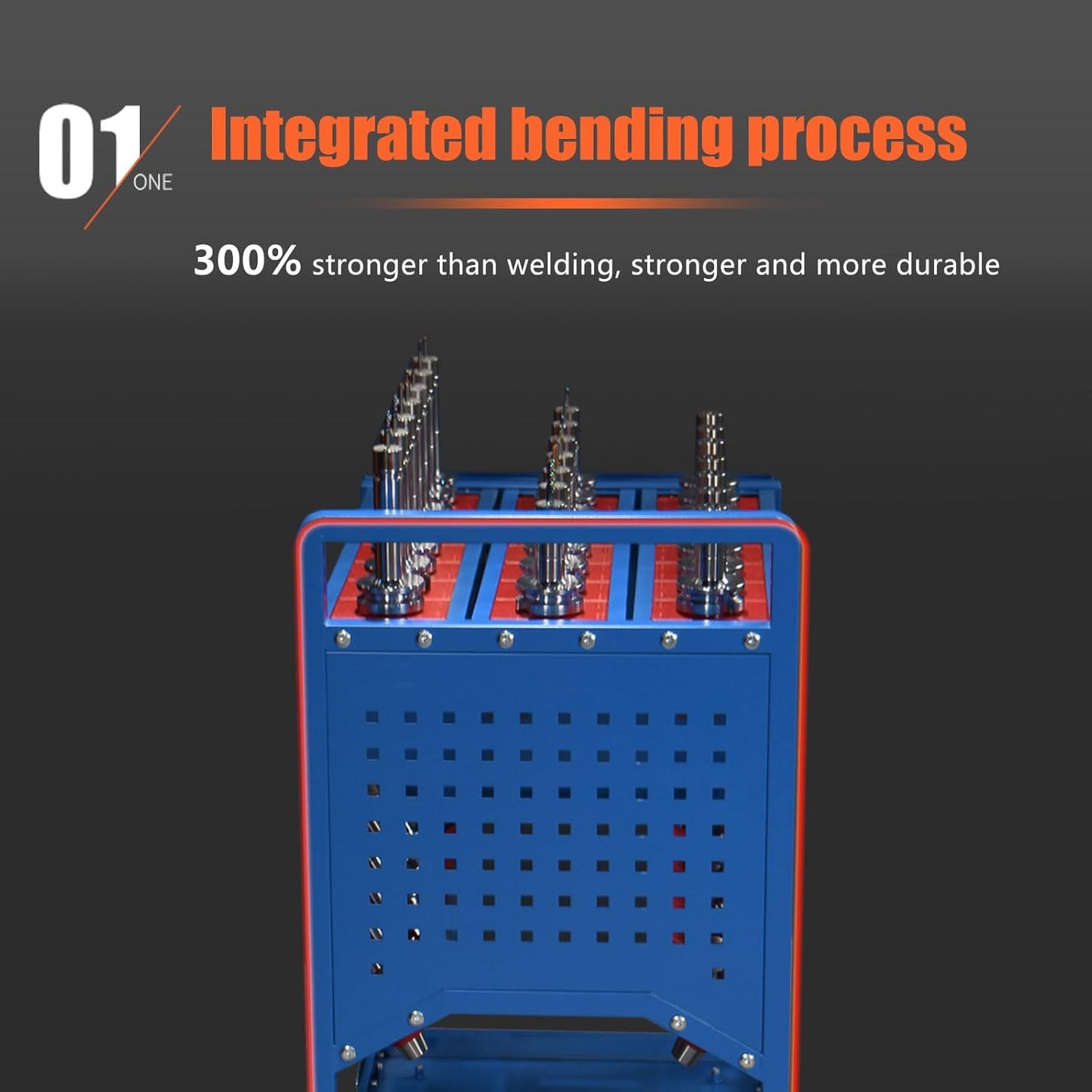 Blue Classic 50 Taper CNC Tool Holder Transfer Cart, 25 Capacity CAT/BT50 Service Carts with Wheels Heavy Duty, Multi-Function Workshop CNC Tool Trolley