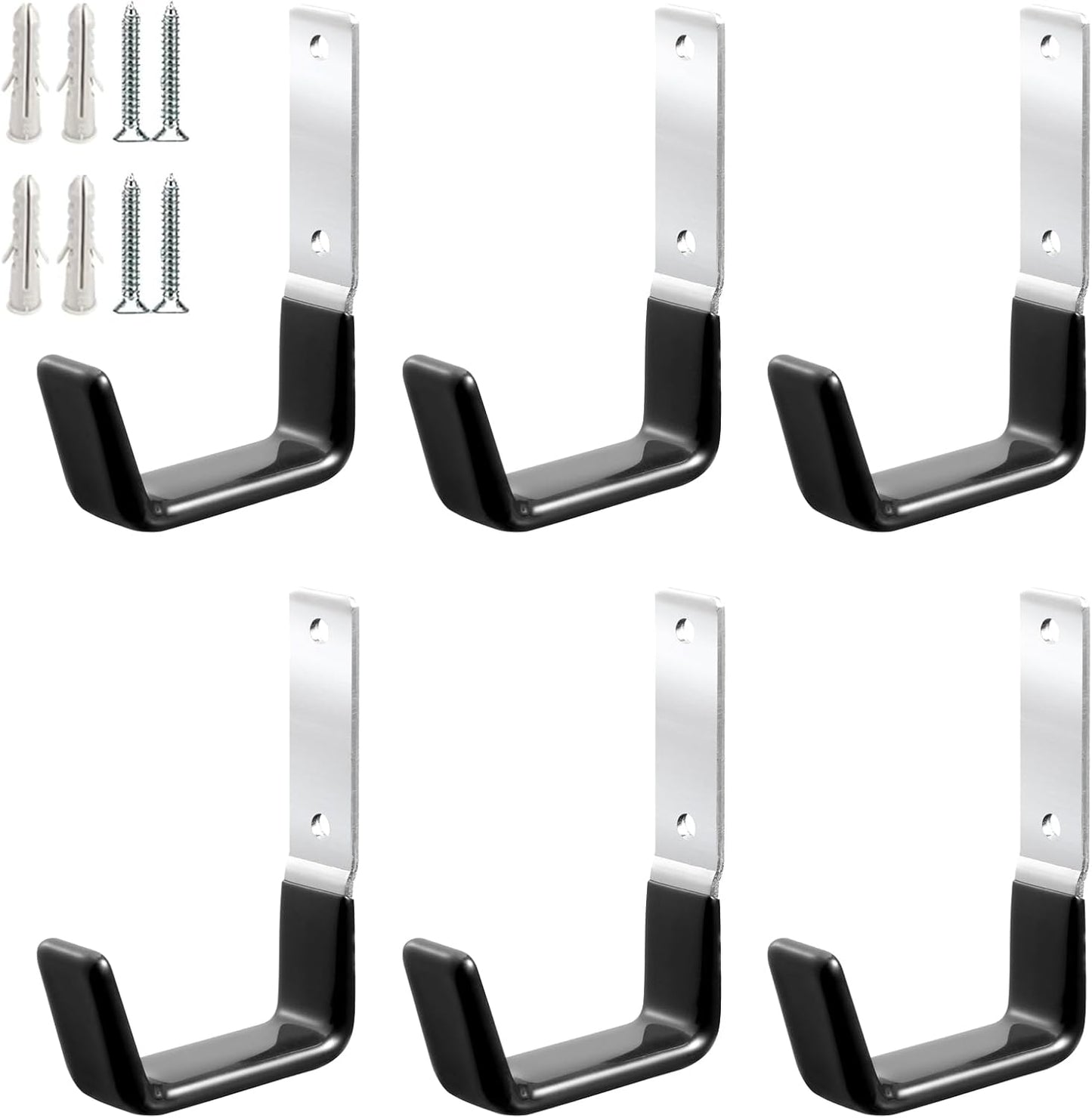 Heavy Duty Steel Garage Hooks,Garage Storage Utility Hooks,Anti-Slip Hanger, Tool Organizer,Steel Wall Mount Organizer, Garden Hose Hanger (Small-6PC)
