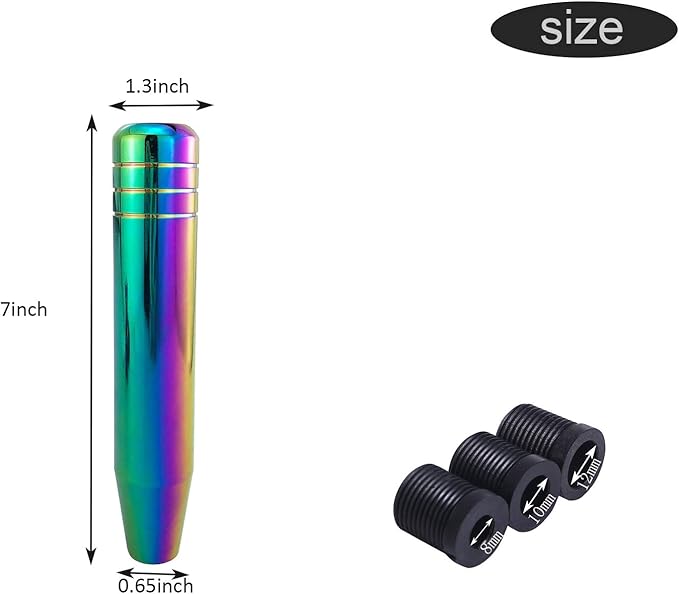 Long Shift Knob Extension Shifter Handle Aluminum Alloy Gear Stick Transmissions Weighted Shifting Lever Universal Fit Most Manual Automatic Cars Truck SUV (Multicolor)