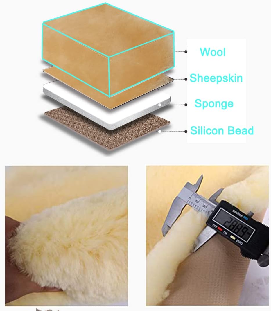 Fluffy Genuine Australia Sheepskin Car Seat Cover for Auto Interior Accessories with Soft Fuzzy Wool Eco-Friendly Natural Fur Non-Slip (Honey Beige, Back)