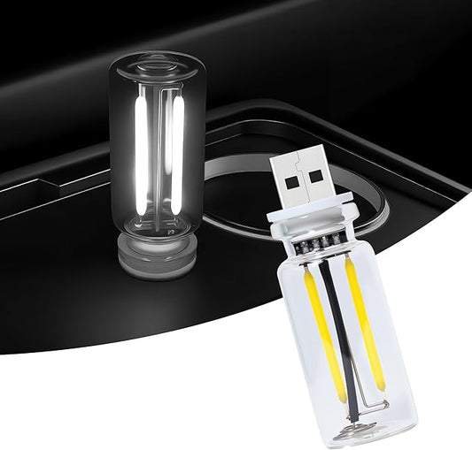 Vintage USB Car Night Light, Touch Dimmable LED Filament Lamp - Portable Mini Glass Bottle Ambient Lighting for Vehicle Interior, Bedroom, Hallway, Camping & Holiday Decoration