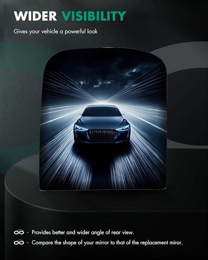 SCITOO Upper Flat Towing Mirror Glass Replacement with Left Driver Side Mirror Lens Compatible with 1988-1998 For Chevy/For GMC C1500/K1500 1988-2000 For Chevy/For GMC C2500/K2500/K3500